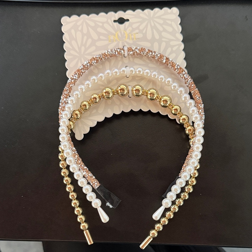 Chic Gold and White Pearl Headbands